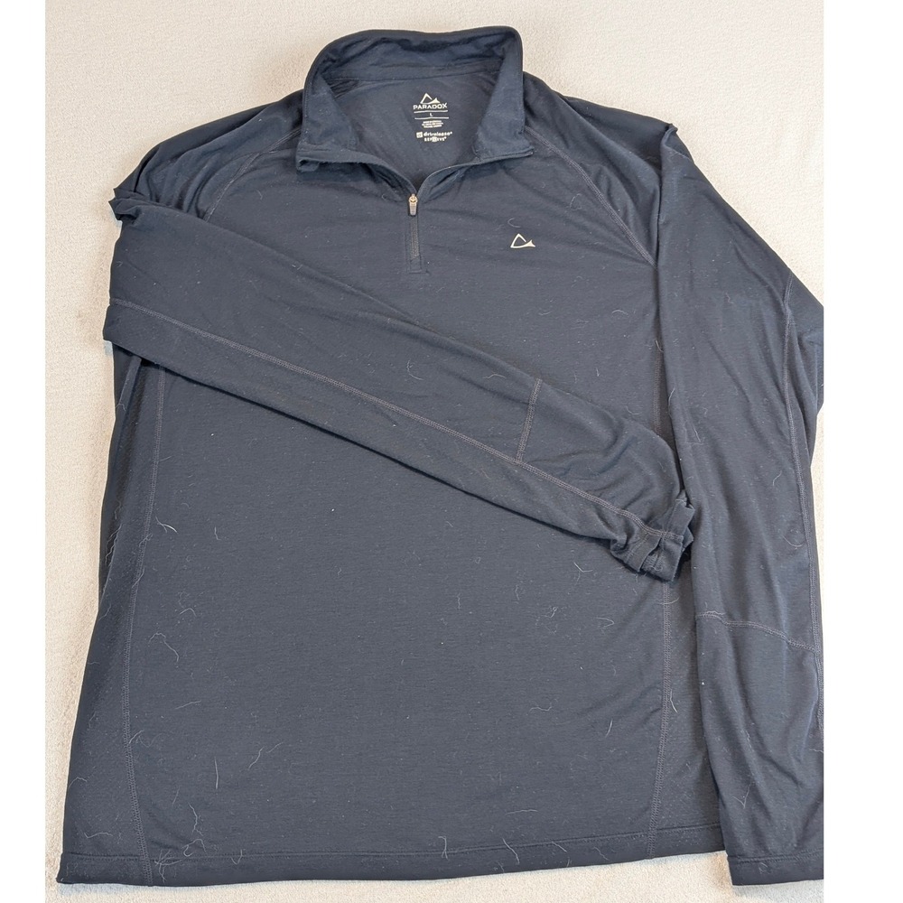 Paradox Men's Black 1/4 Zip L Athletic‎ Shirt Size L Dri-Release Marino Blend